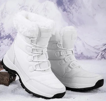 Damen Winter-Schneestiefel - Flauschige Schnürung vorne
