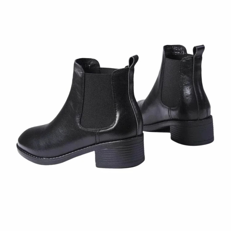 Chelsea-Stiefel für Damen aus echtem Leder mit rutschfester dicker Sohle
