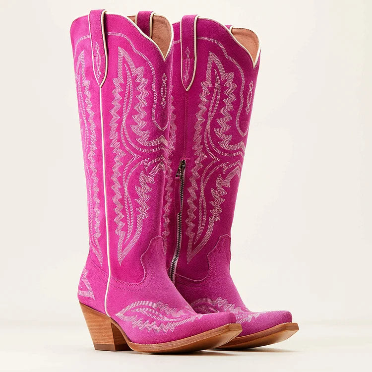 Bestickte Westernstiefel mit Blockabsatz und niedrigem Absatz Reitstiefel2