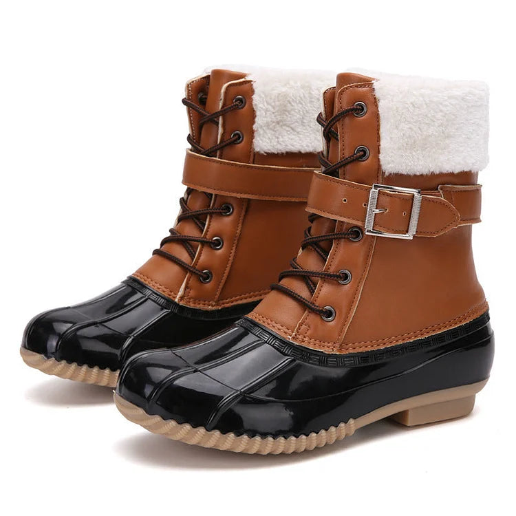 Warme Retro-Entenstiefel aus Kunstwolle
