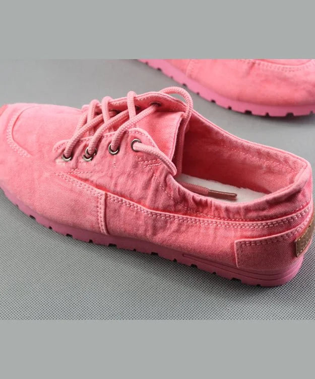 Einfache flache Schuhe aus blauem Baumwollstoff für Damen mit Kreuzriemen
