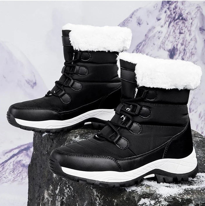 Damen Winter-Schneestiefel - Flauschige Schnürung vorne
