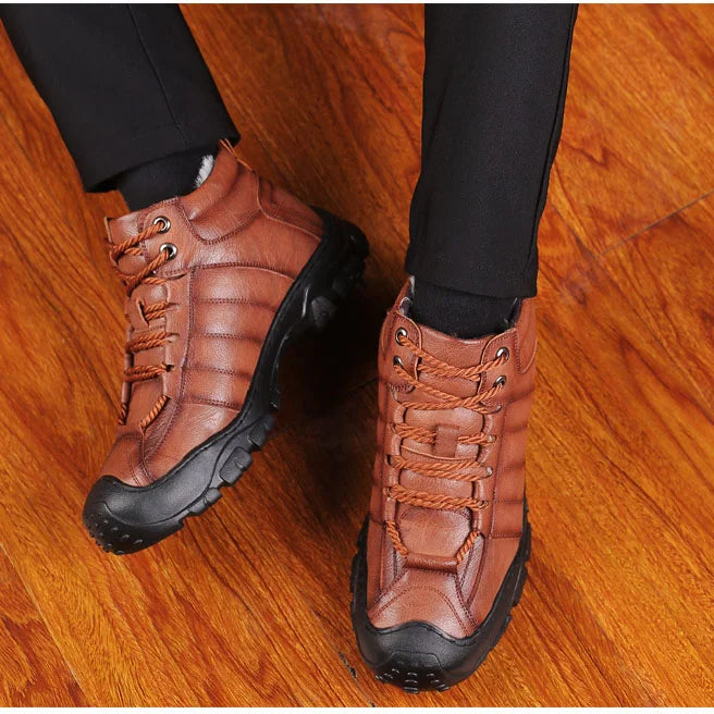 Winterstiefel – Wasserdichte pelzgefütterte Lederstiefel für Herren