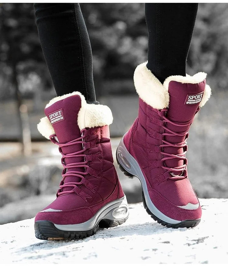 Neue Winterstiefel für Damen warm bis zur Mitte der Wade Schneestiefel