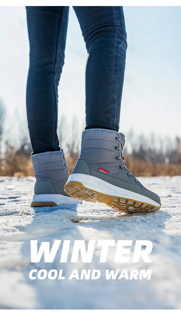 Winter-Schneestiefel aus rutschfestem Samt mit Schnürung