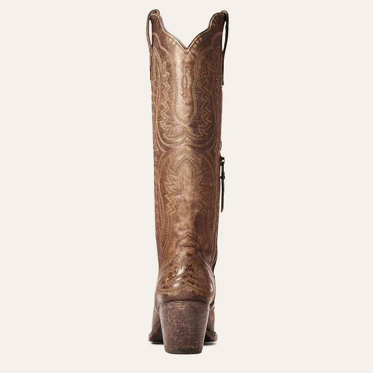 Bestickte Westernstiefel mit Blockabsatz und niedrigem Absatz