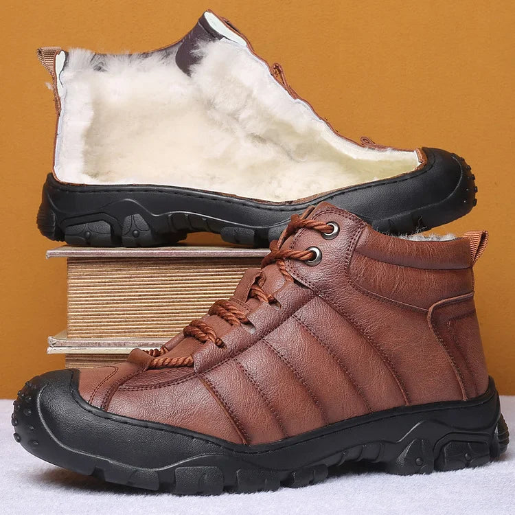 Winterstiefel – Wasserdichte pelzgefütterte Lederstiefel für Herren