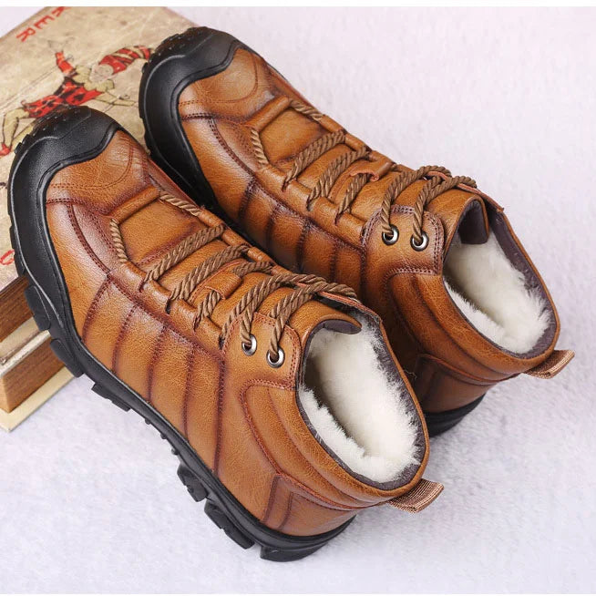 Winterstiefel – Wasserdichte pelzgefütterte Lederstiefel für Herren