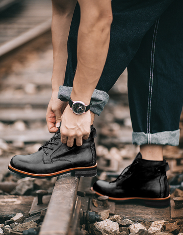 Herren wasserdichte rutschfeste Chukka-Stiefel mit Fußgewölbeunterstützung im Vintage-Stil