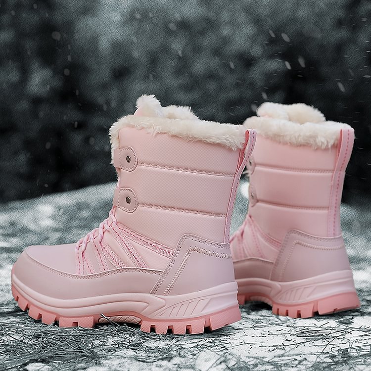 Damen Anti-Rutsch-Fell Warme wasserdichte Schneestiefel Mitte Der Wade