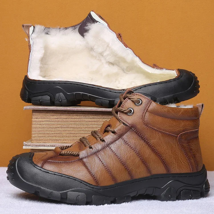 Winterstiefel – Wasserdichte pelzgefütterte Lederstiefel für Herren