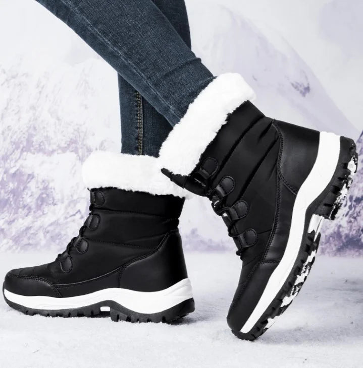 Damen Winter-Schneestiefel - Flauschige Schnürung vorne