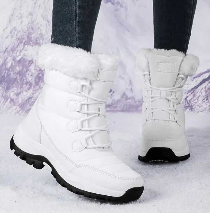 Damen Winter-Schneestiefel - Flauschige Schnürung vorne