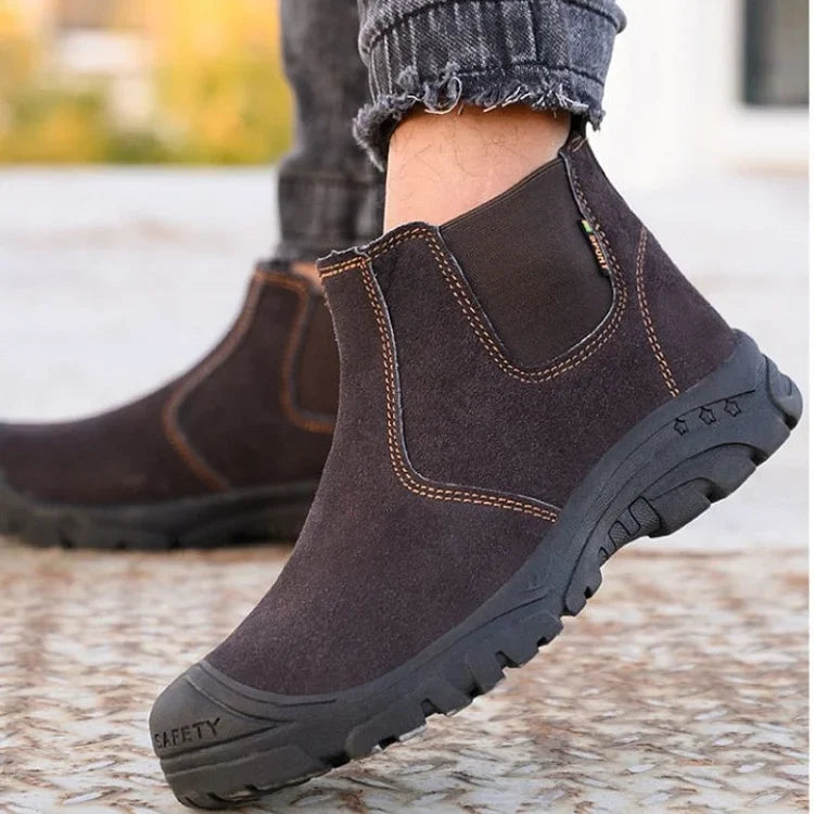 Anti-Smashing Herren Arbeitsstiefeletten Wildleder Stahlkappe Orthopädische Schuhe
