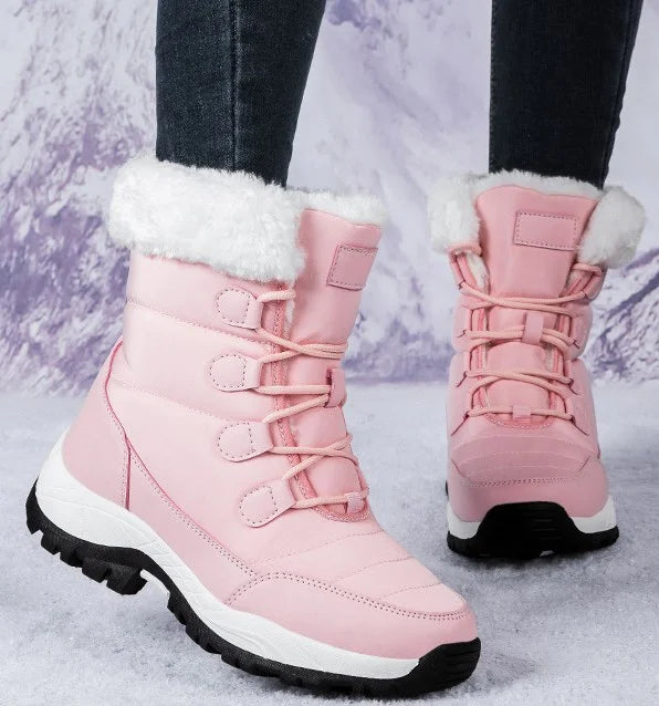 Damen Winter-Schneestiefel - Flauschige Schnürung vorne