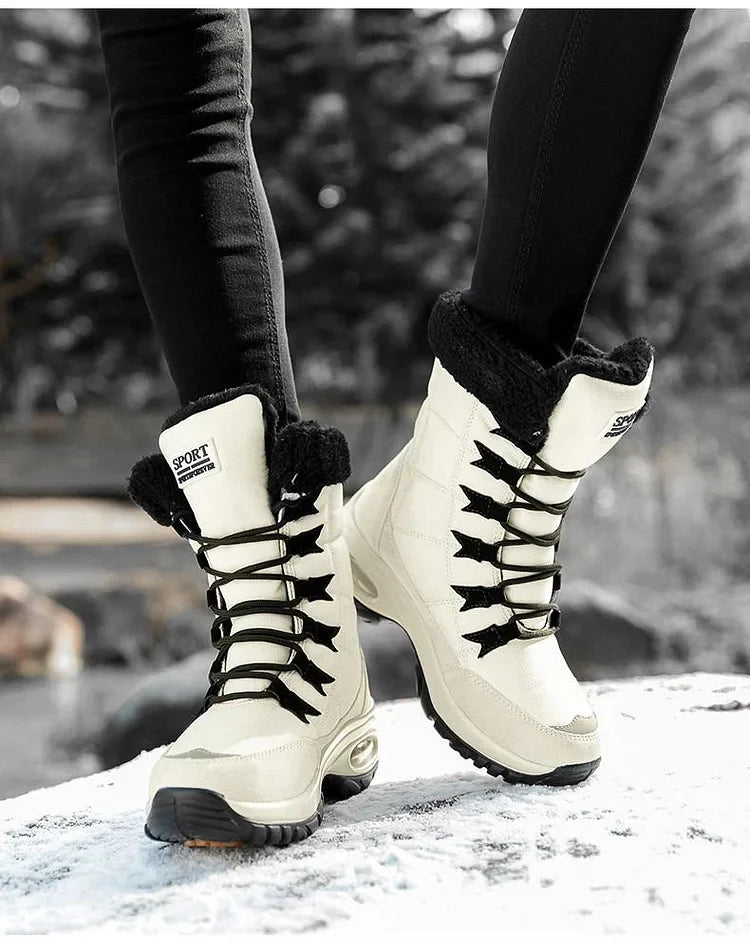 Neue Winterstiefel für Damen warm bis zur Mitte der Wade Schneestiefel
