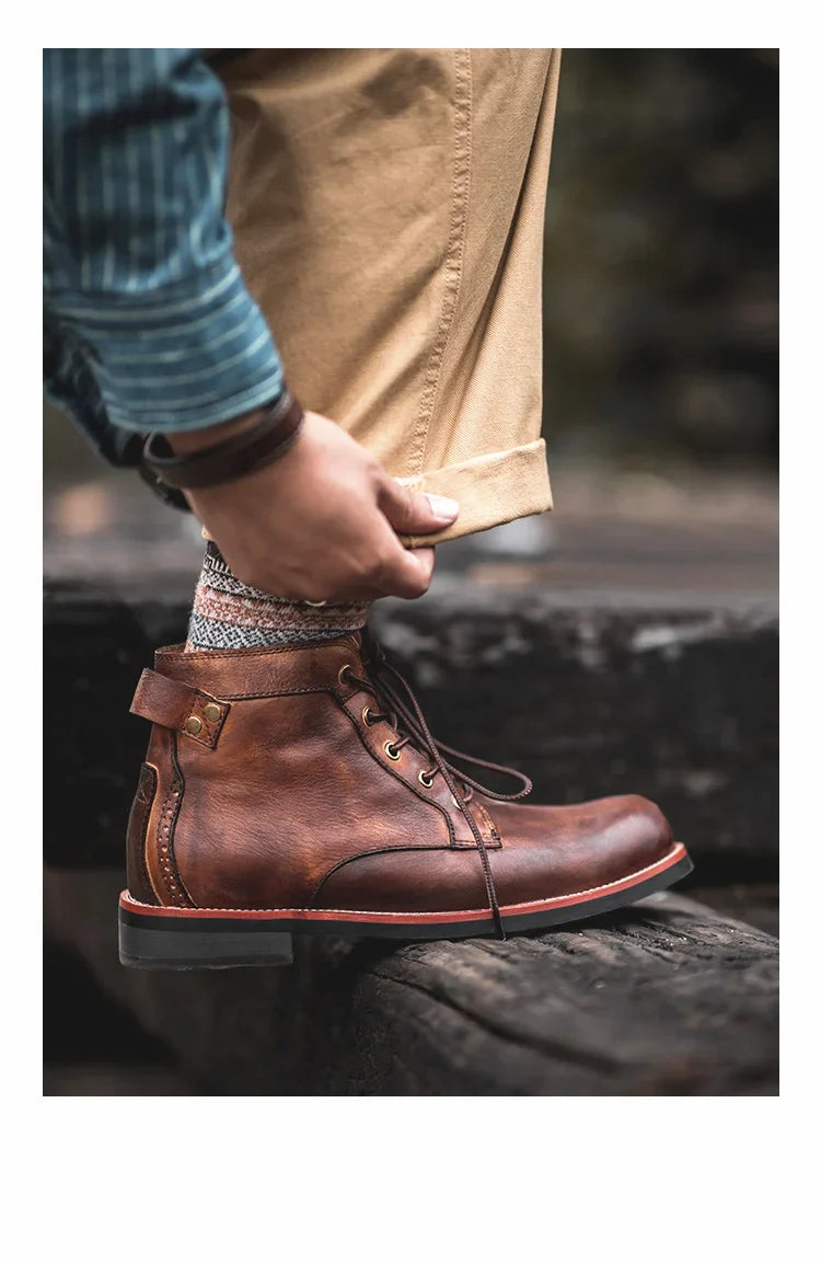 Herren wasserdichte rutschfeste Chukka-Stiefel mit Fußgewölbeunterstützung im Vintage-Stil