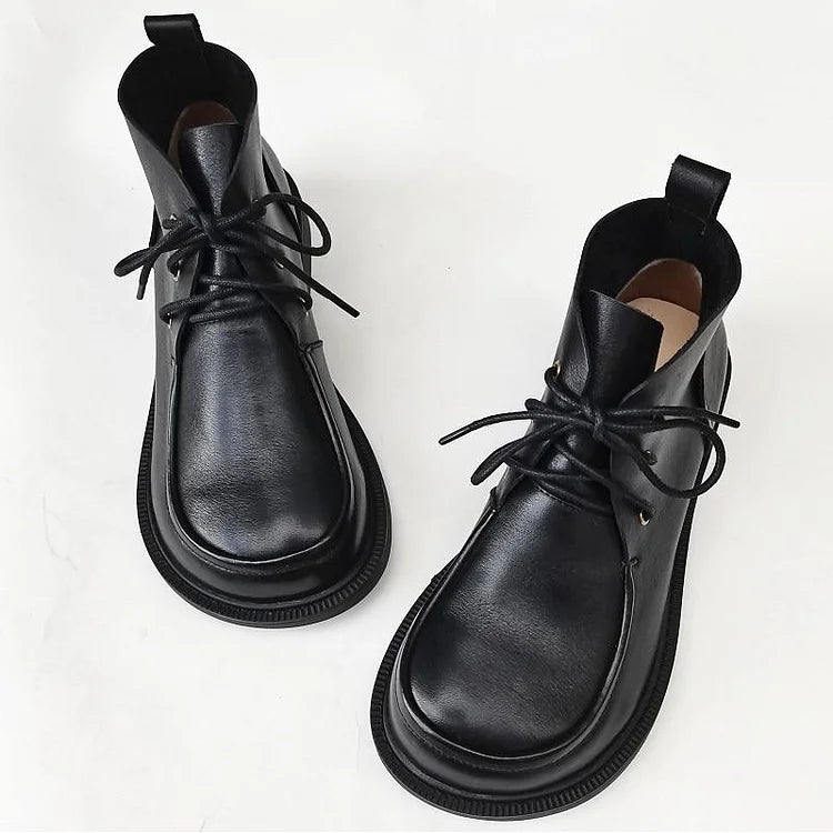 Damen Stiefeletten mit runder Spitze und Schnürung