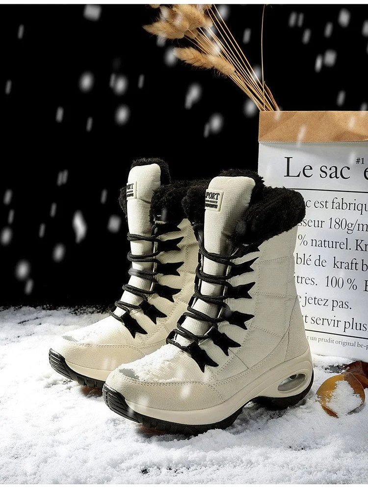 Neue Winterstiefel für Damen warm bis zur Mitte der Wade Schneestiefel