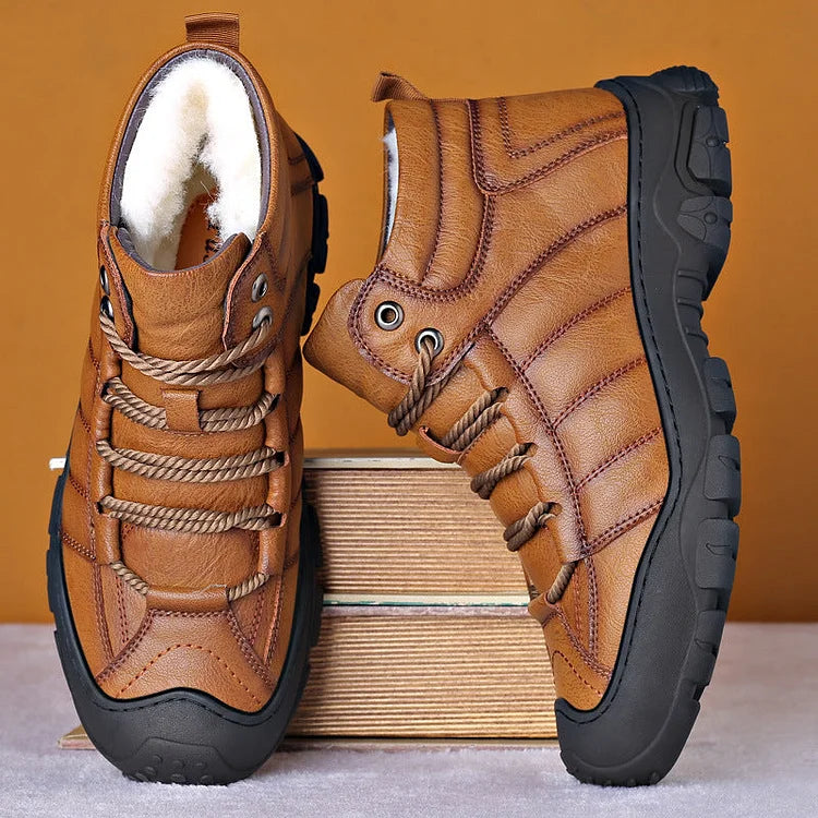Winterstiefel – Wasserdichte pelzgefütterte Lederstiefel für Herren