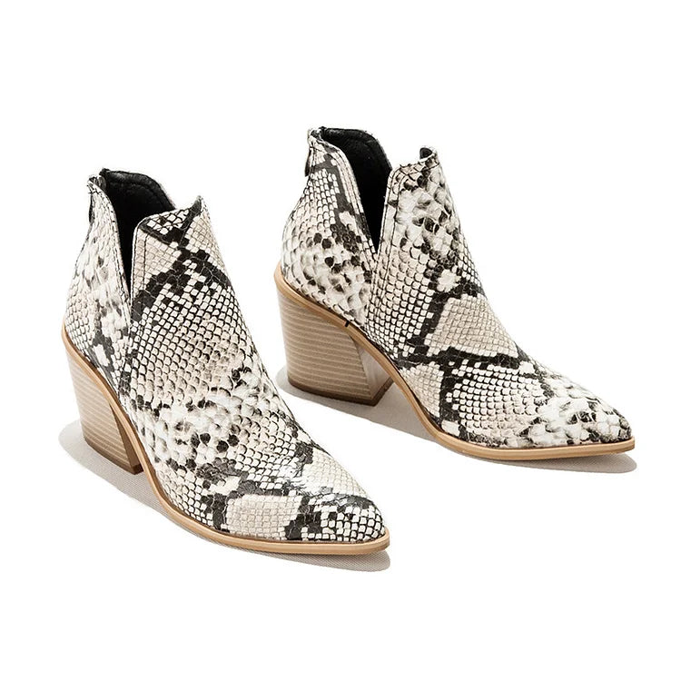 Damen Westernstiefeletten Cowboystiefeletten Cutout Blockabsatz Booties