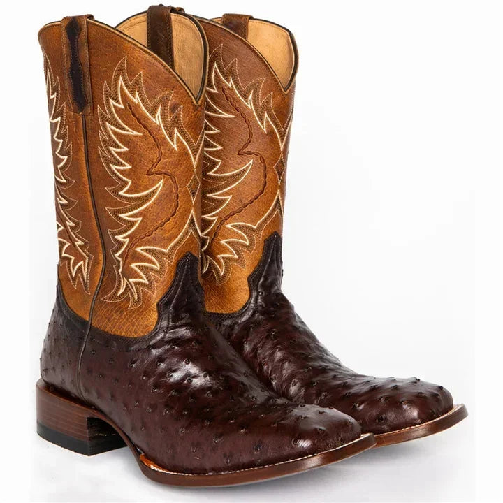 Westernstiefel im Vintage-Look für Herren – Mit breiter eckiger Zehenform