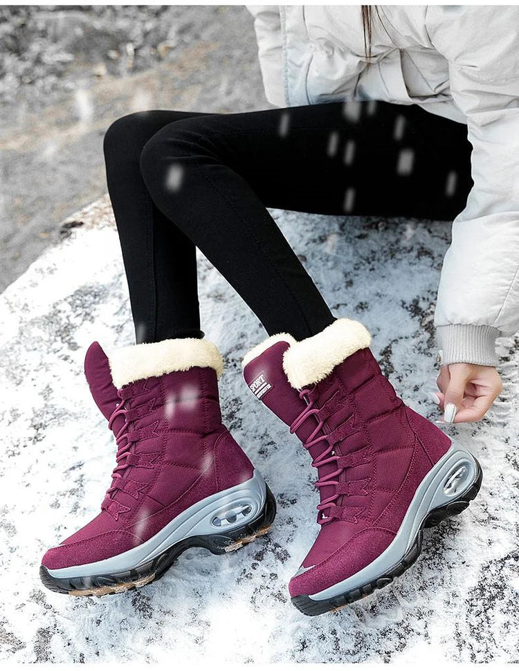 Neue Winterstiefel für Damen warm bis zur Mitte der Wade Schneestiefel