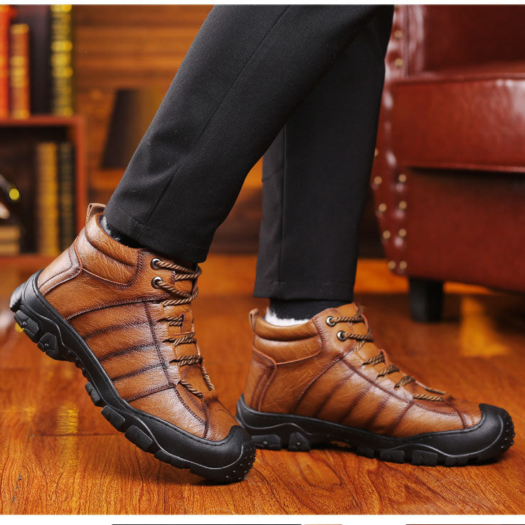 Winterstiefel – Wasserdichte pelzgefütterte Lederstiefel für Herren