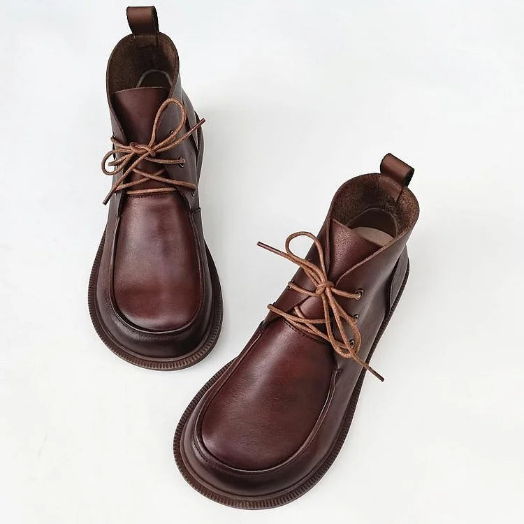 Damen Stiefeletten mit runder Spitze und Schnürung