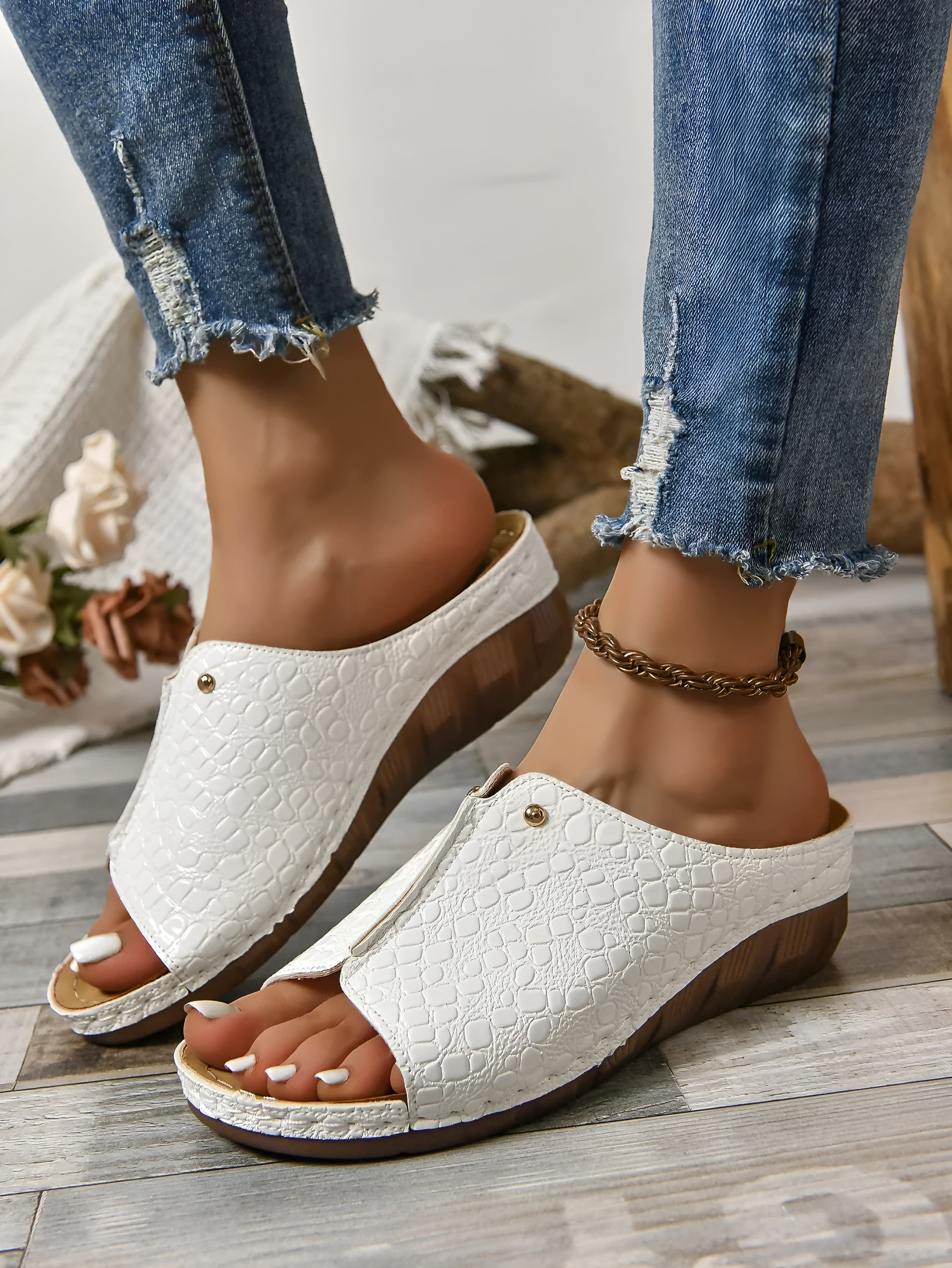 OrthoDay Sandalen Damen – Premium Orthopädische Vintage Keilabsatz Sandalen