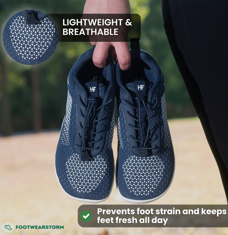 Ergonomische und stützende Barfuß-Wanderschuhe – Blau