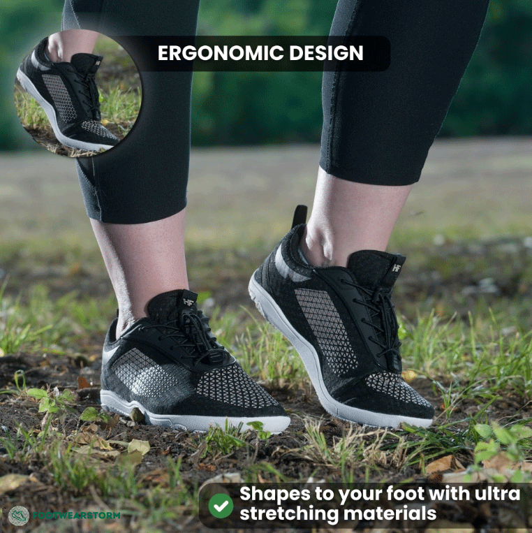 Ergonomische und stützende Barfuß-Wanderschuhe – Schwarz