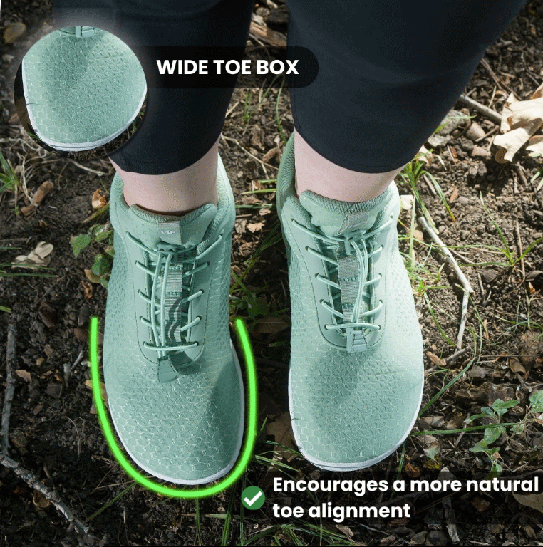 Ergonomische und stützende Barfuß-Wanderschuhe – Grün