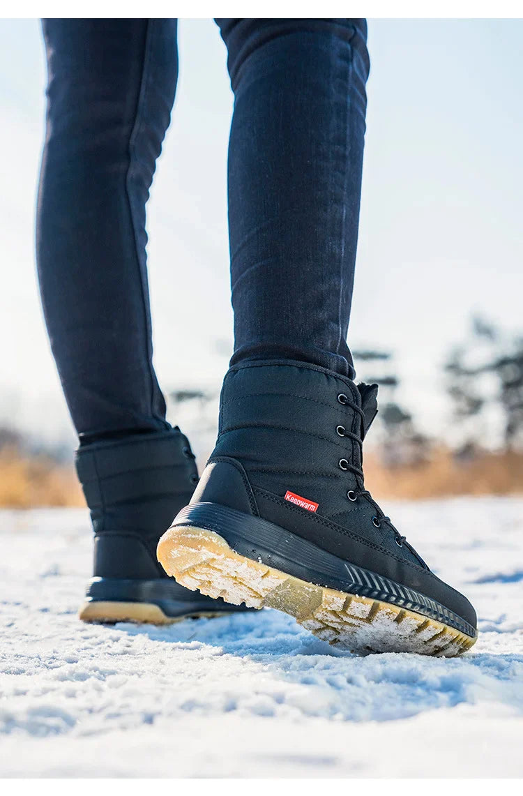 Winter-Schneestiefel aus rutschfestem Samt mit Schnürung