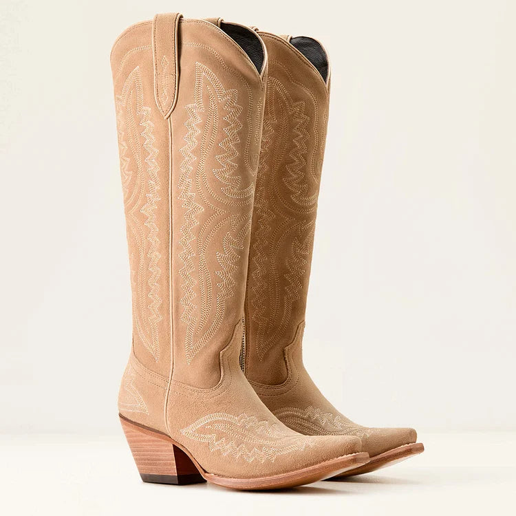 Bestickte Westernstiefel mit Blockabsatz und niedrigem Absatz