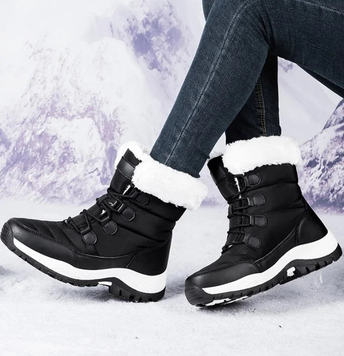 Damen Winter-Schneestiefel - Flauschige Schnürung vorne