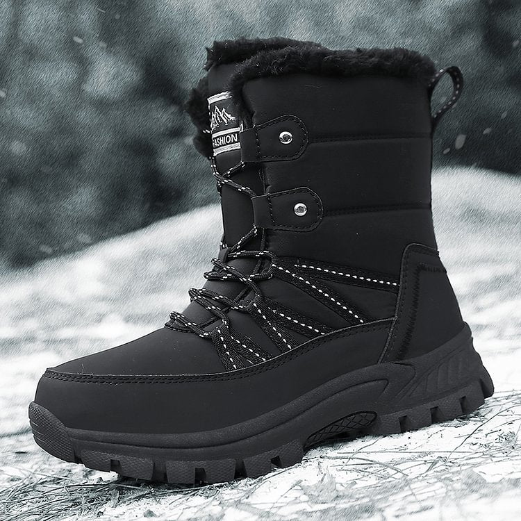 Damen Anti-Rutsch-Fell Warme wasserdichte Schneestiefel Mitte Der Wade