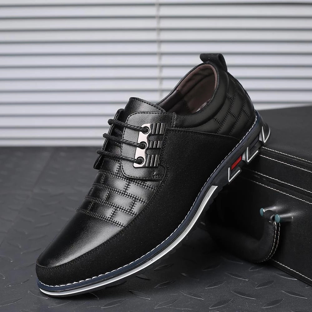 Herren Freizeitschuhe aus Leder britische Schnürschuhe Business-Loafer Oxford bequem atmungsaktiv fürs Autofahren Büro