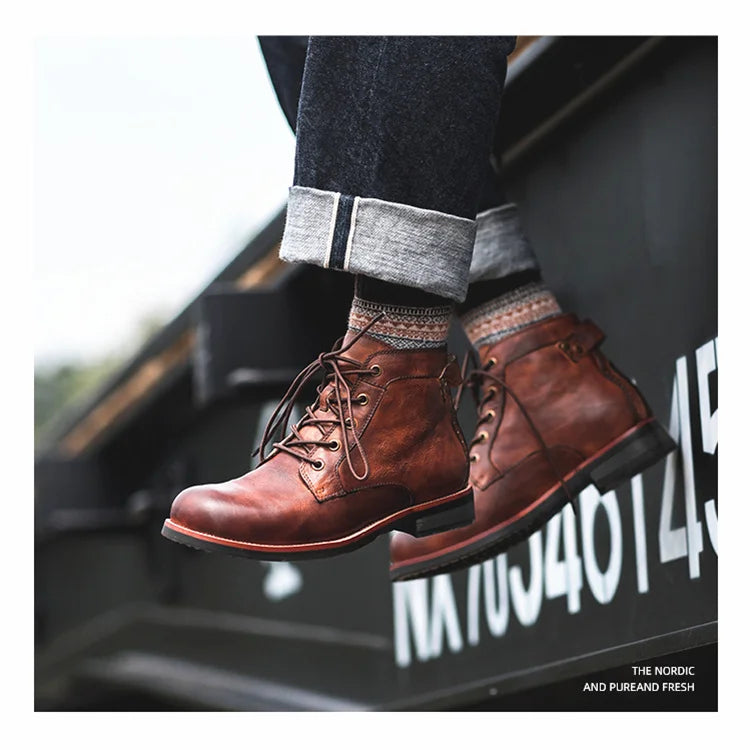 Herren wasserdichte rutschfeste Chukka-Stiefel mit Fußgewölbeunterstützung im Vintage-Stil