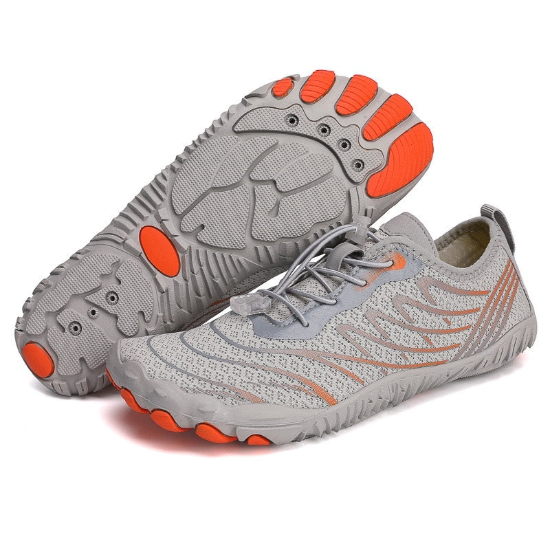 Rutschfeste Barfuß-Orthopädieschuhe - Grau Orange