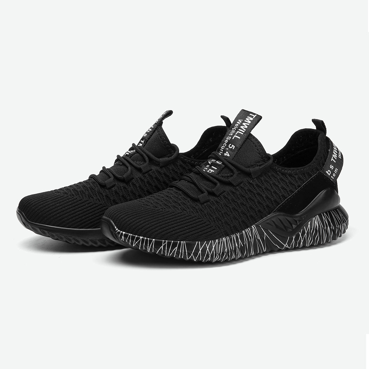 Lopsie Schwarze Tennisschuhe für Damen Wanderschuhe sportliche Sneakers leichte Laufschuhe