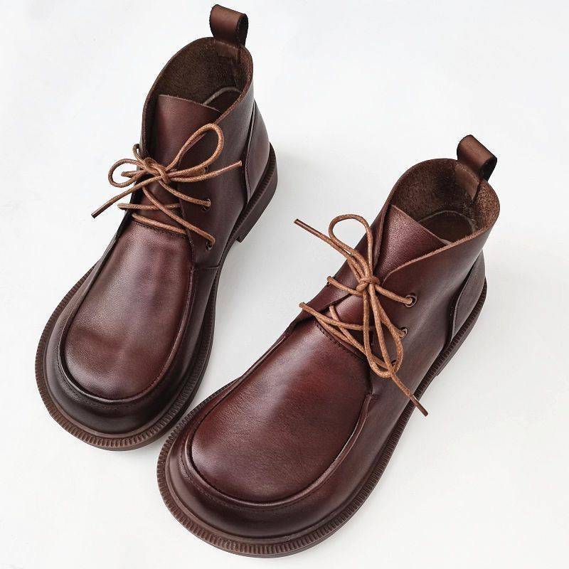 Damen Stiefeletten mit runder Spitze und Schnürung
