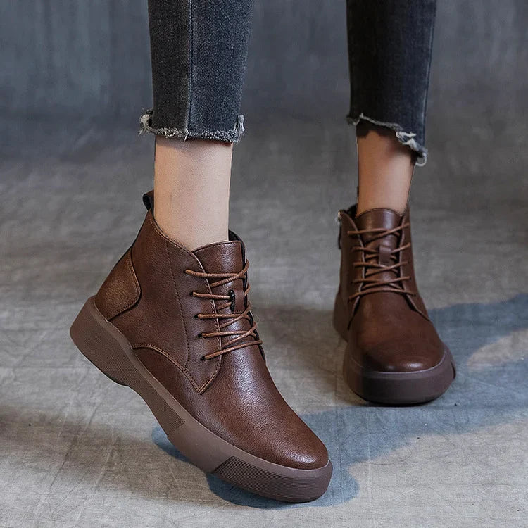 Damen Arch Supportor Leder Stiefeletten Warme Femme Kurze Stiefel Wasserdichte Schuhe