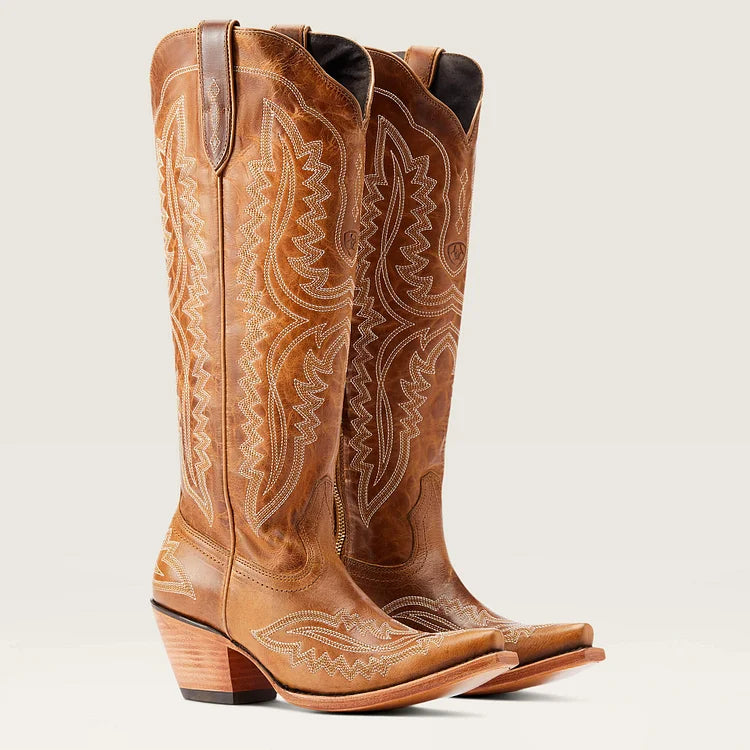 Bestickte Westernstiefel mit Blockabsatz und niedrigem Absatz