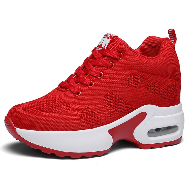 Atmungsaktive Casual Sports Wedge Platform Air Cushion Sneakers mit Schnürung aus Mesh