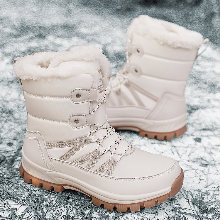 Damen Anti-Rutsch-Fell Warme wasserdichte Schneestiefel Mitte Der Wade