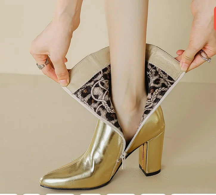 Damen-Stiefeletten in Gold-Metallic