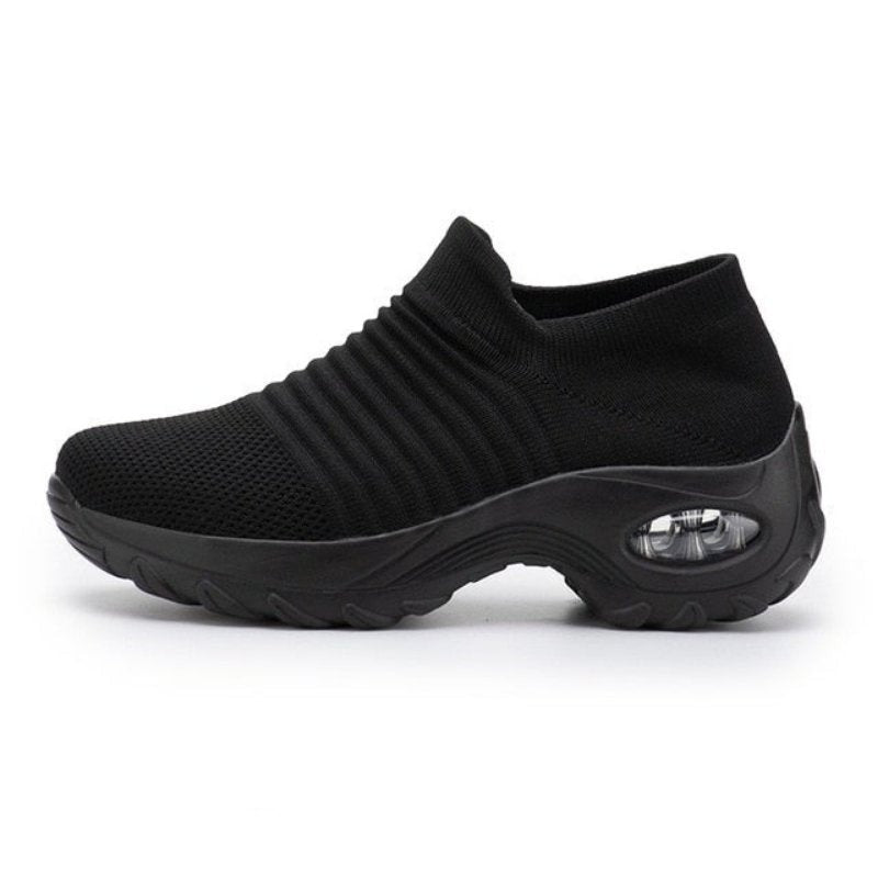 Atmungsaktive orthopädische Schuhe ohne Schnürung Stretch - Schwarz