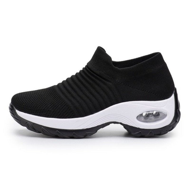 Atmungsaktive orthopädische Schuhe ohne Schnürung Stretch - Schwarz/Weiß