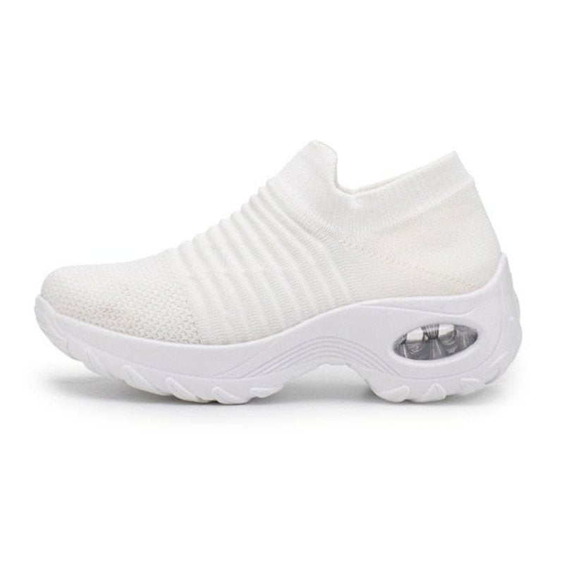 Atmungsaktive orthopädische Schuhe ohne Schnürung Stretch - Weiß